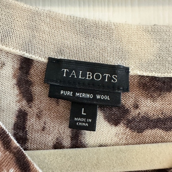 Talbots Marino Wool Leopard Print Crewneck Sweater - Picture 2 of 5